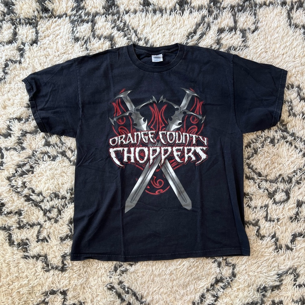 Orange County Choppers T Shirt Mens Large Black Swords Tribal Y2K Biker OCC USA